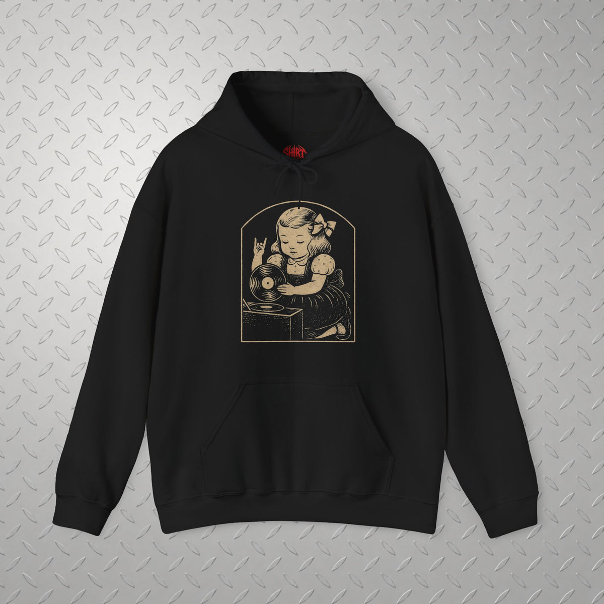Metal Vinyl Girl Record Player | Graphic Apparel | Music | Metal | 🍃 Sweatshirt