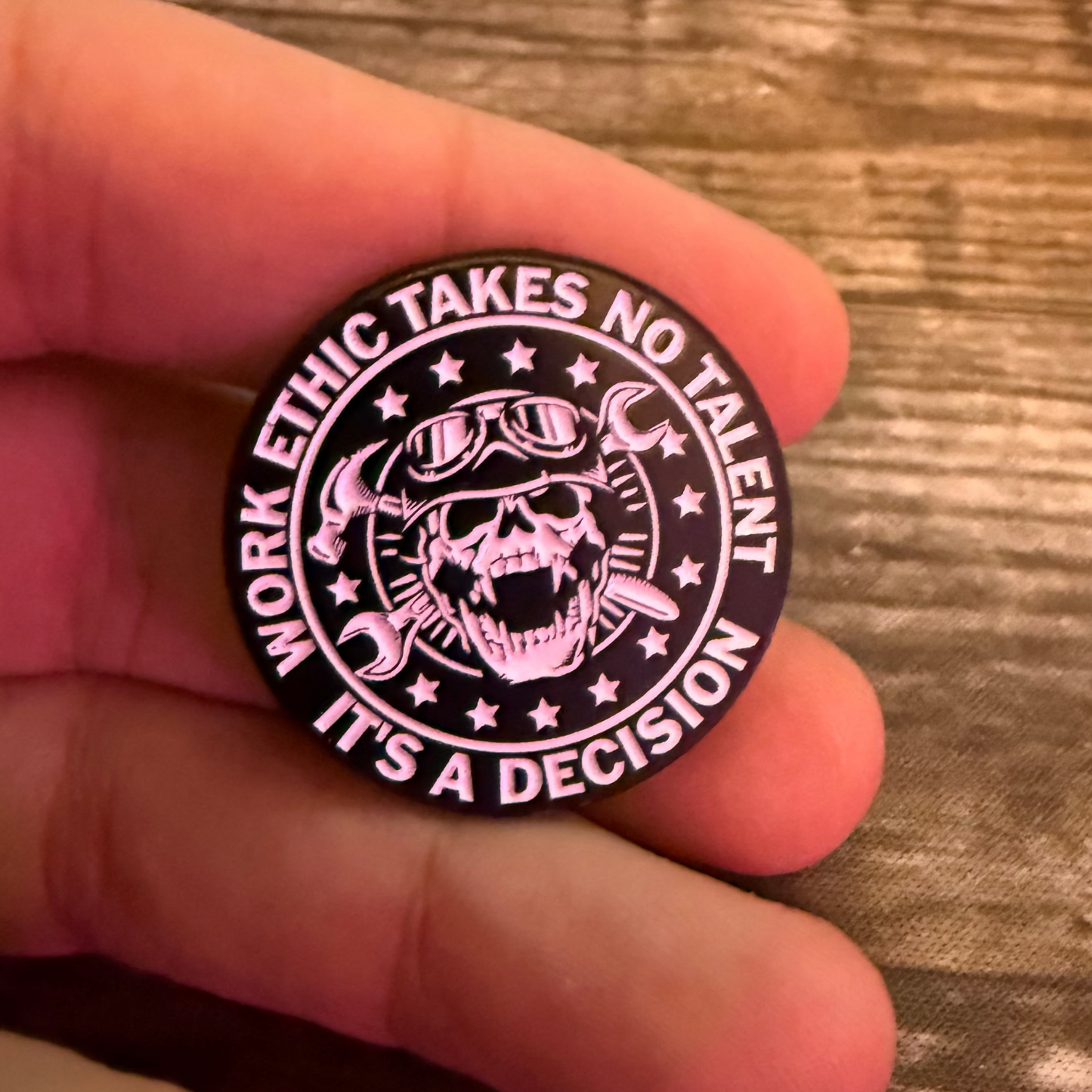 Work Ethic Skull Mechanic Pinback Button | Pinback Button | Skulls & Skeletons, Funny | Goth/Gothic