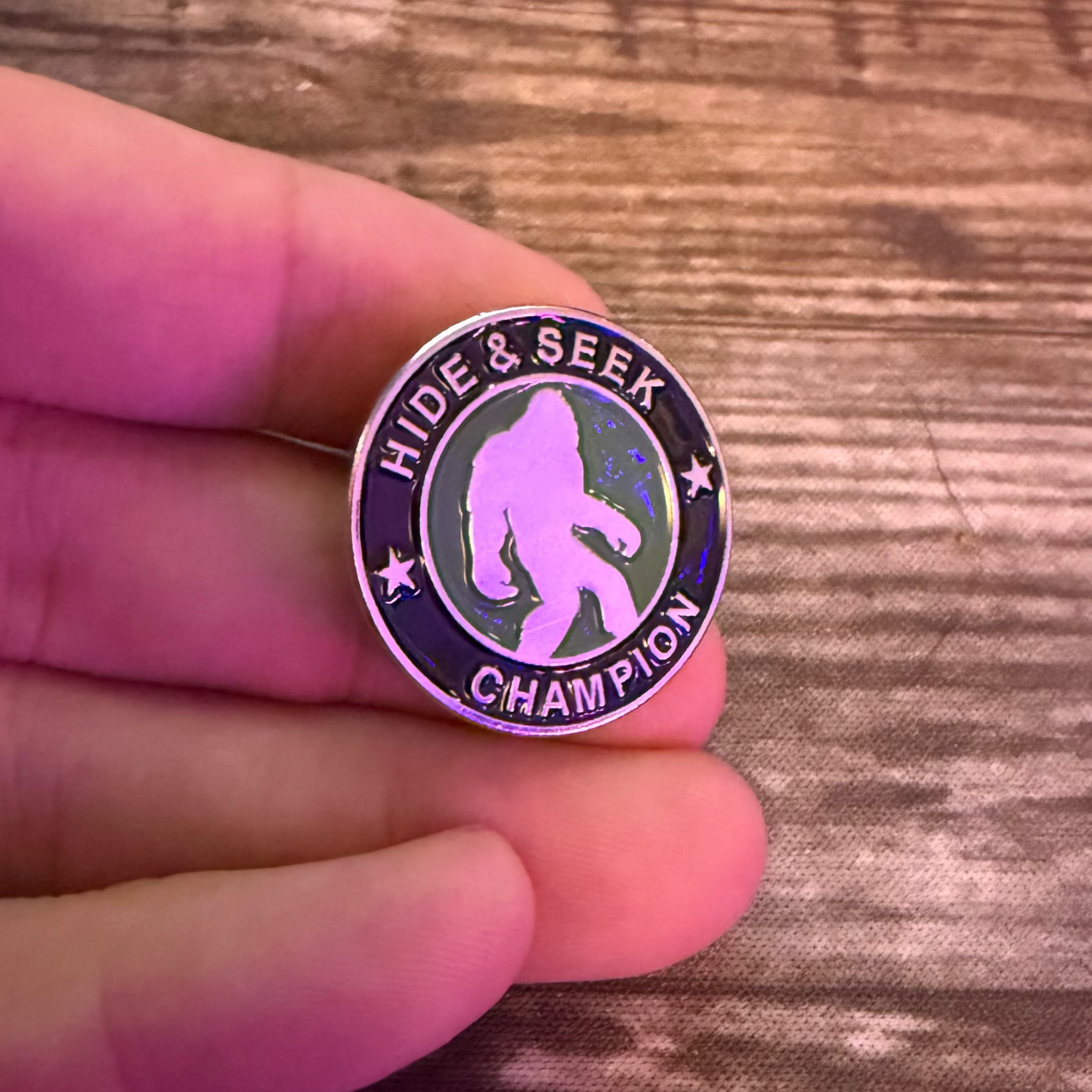 Bigfoot Hide and Seek Champion Pinback Button | Pinback Button | Cryptids, Funny | Outdoor Adventure