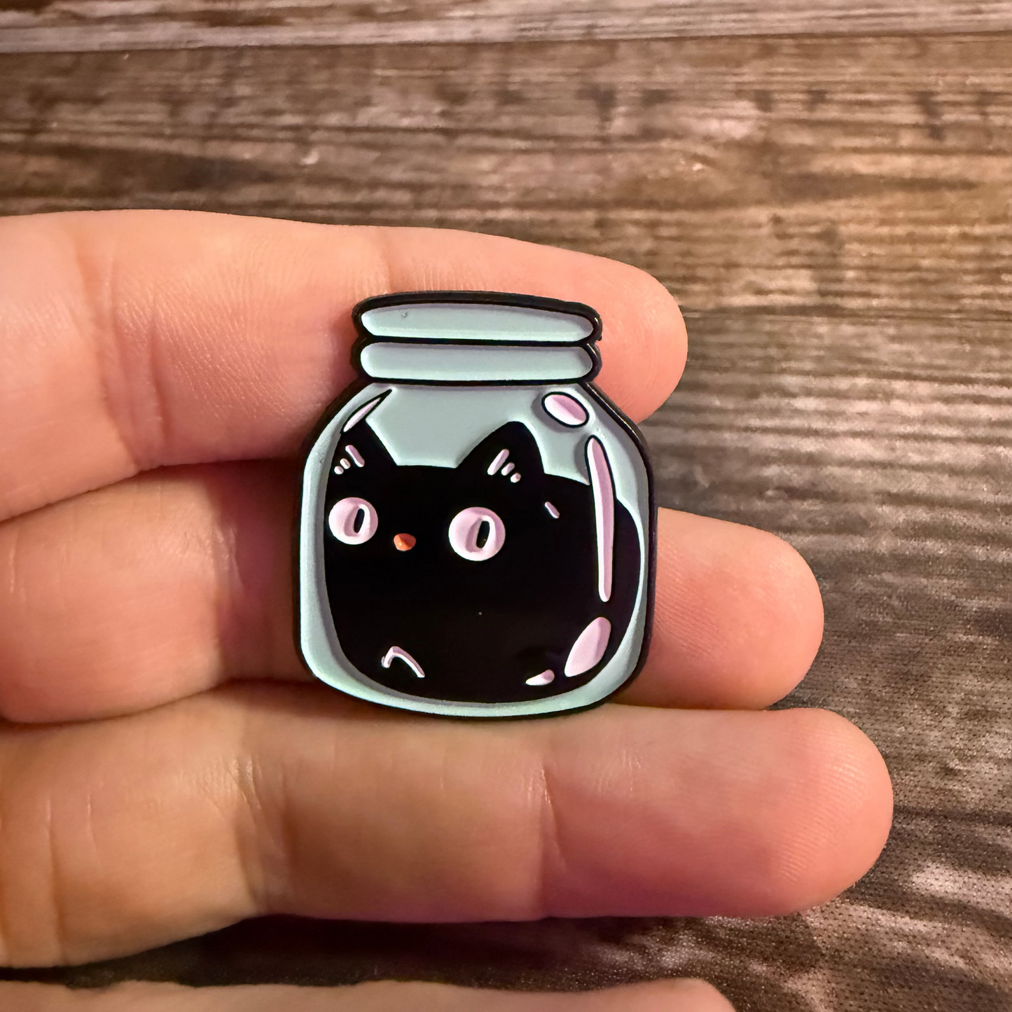Black Cat in a Jar Pinback Button | Pinback Button | Cats, Goth/Gothic | Weird & Introvert
