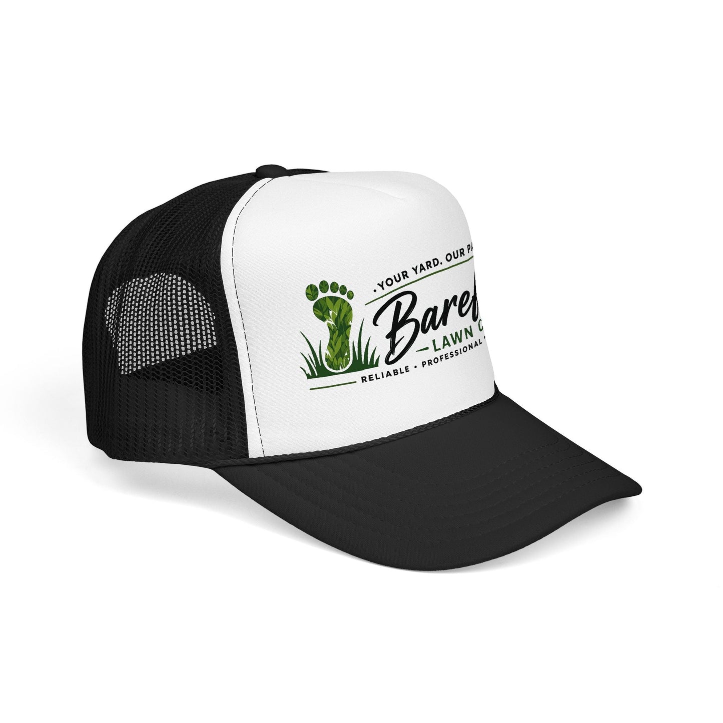 Hats - Barefoot Lawn Care - Custom Screen Printed Trucker Cap from SHIRT MONSTERS (Formally Crypto Zoo Tees)