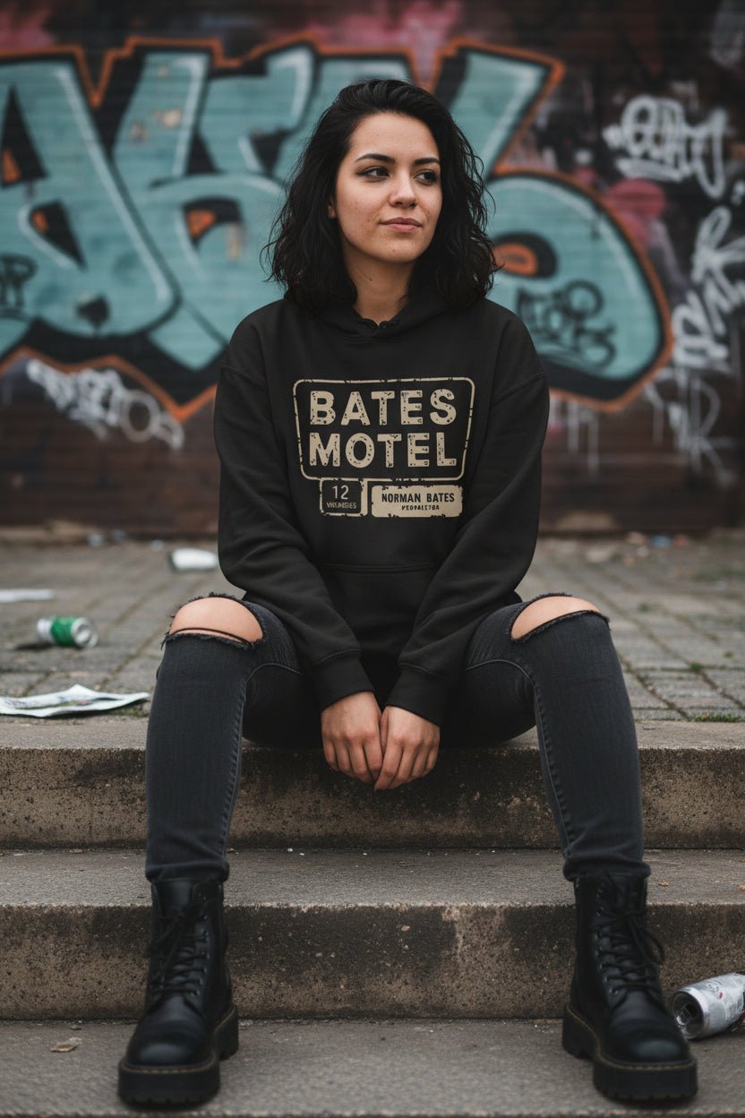 T-Shirt - Bates Motel Hoodie | Unisex Pullover Hoodie - Gildan | Horror, Retro & Vintage from SHIRT MONSTERS