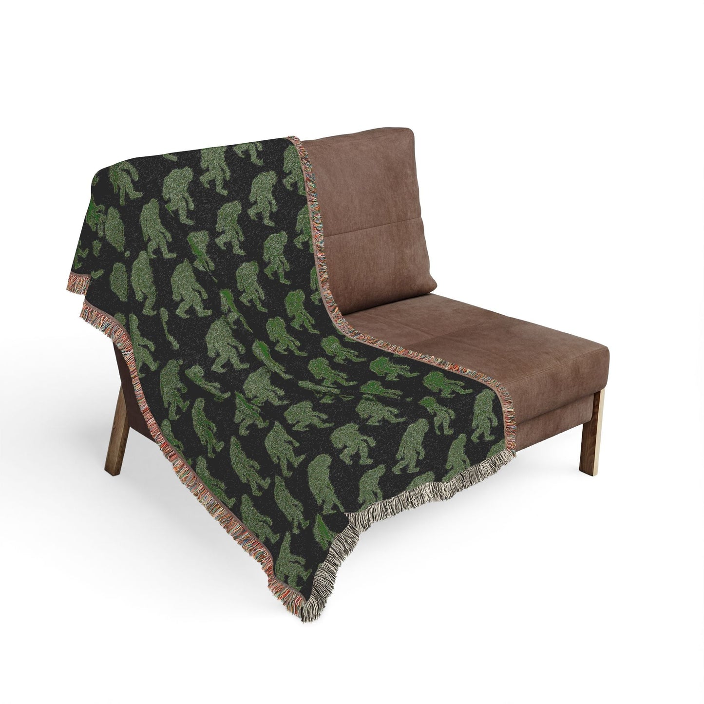 Home Decor - Bigfoot Pattern Blanket | Woven Throw | Bigfoot, Cryptids from Crypto Zoo Tees