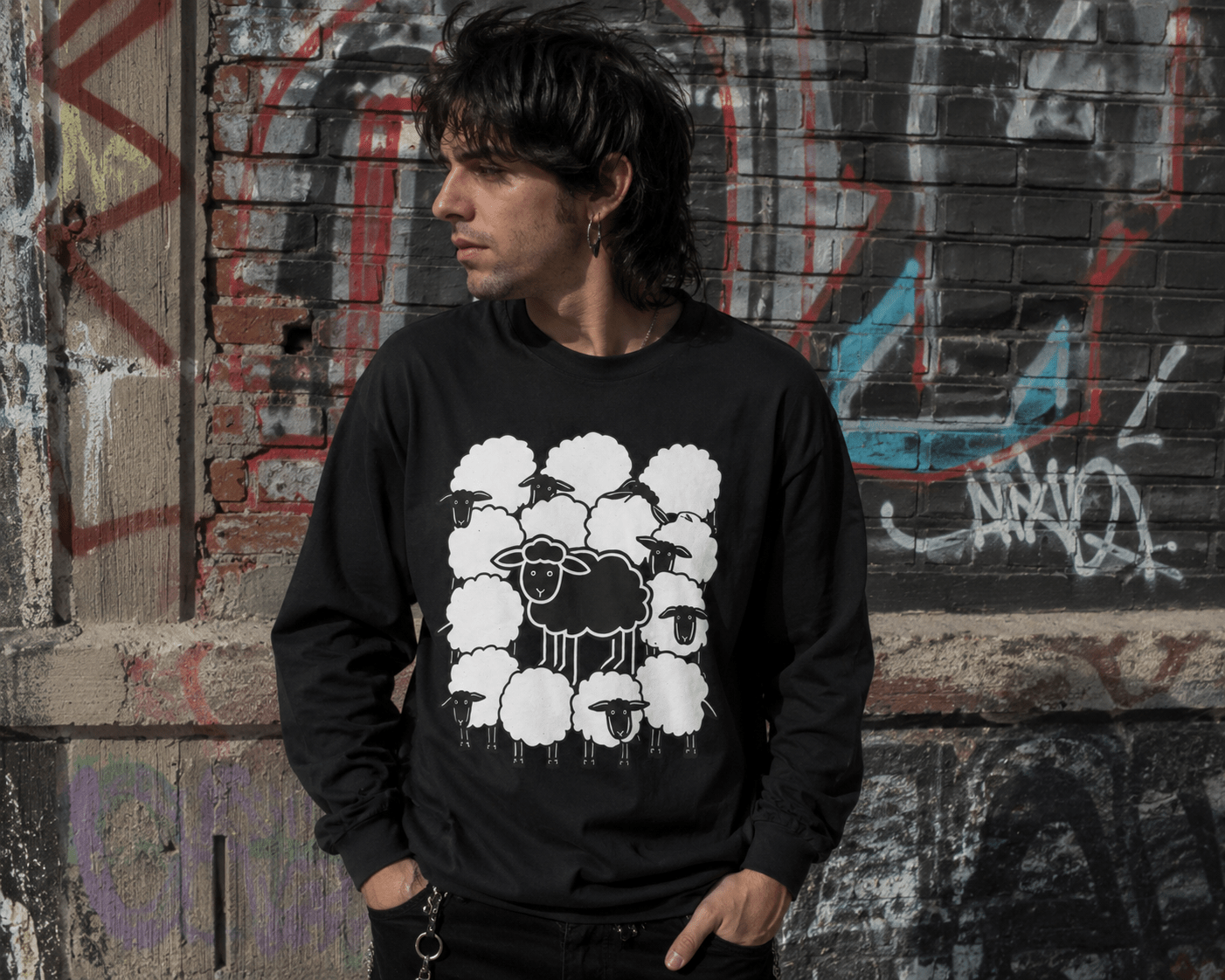 Hoodie - Black Sheep Shirt | Animals, Funny, Punk, Goth | Fitted Tee (Multiple Colors) from SHIRT MONSTERS