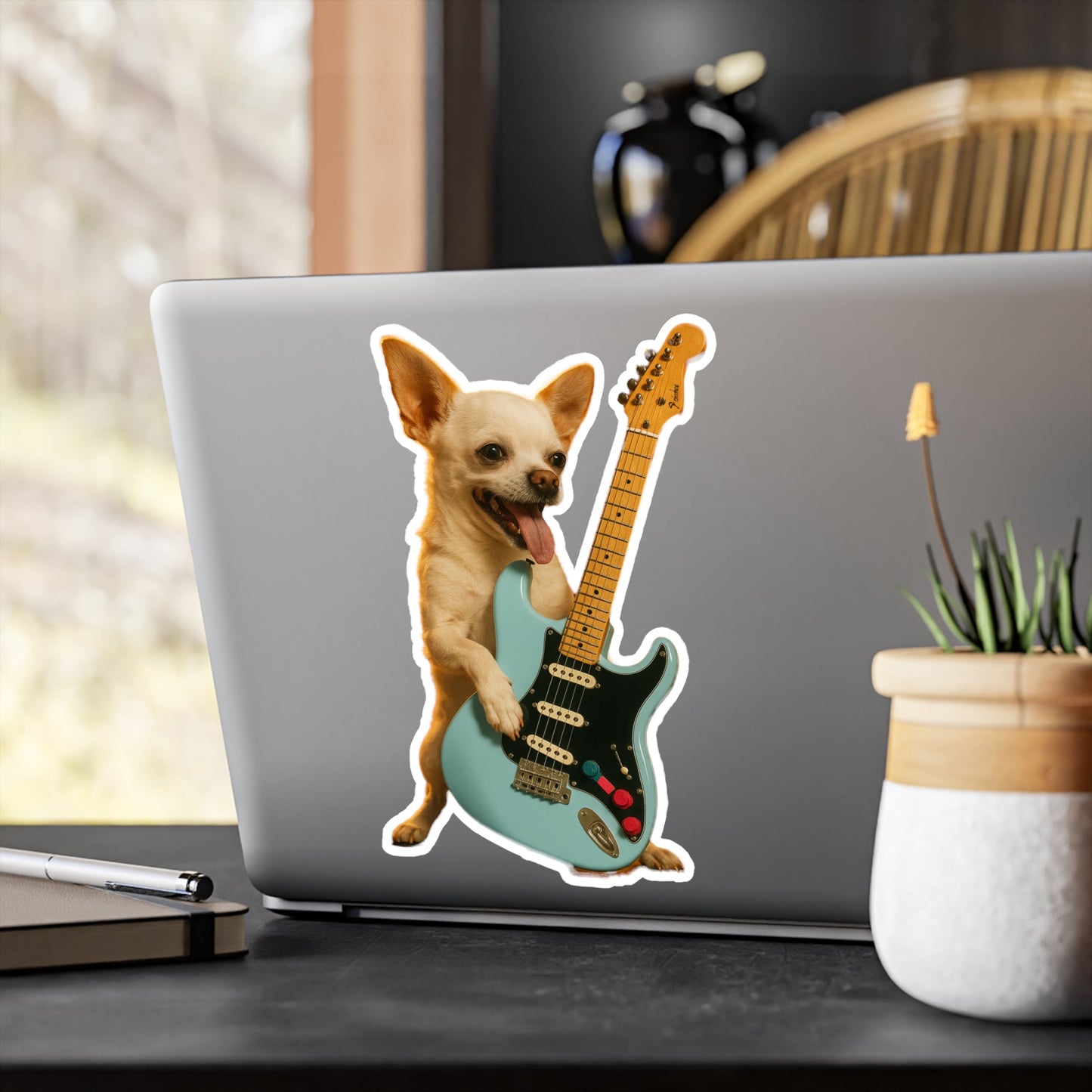 Paper products - Chihuahua on Electric Guitar | Sticker/Vinyl Decal | Animals, Music | Punk from Crypto Zoo Tees