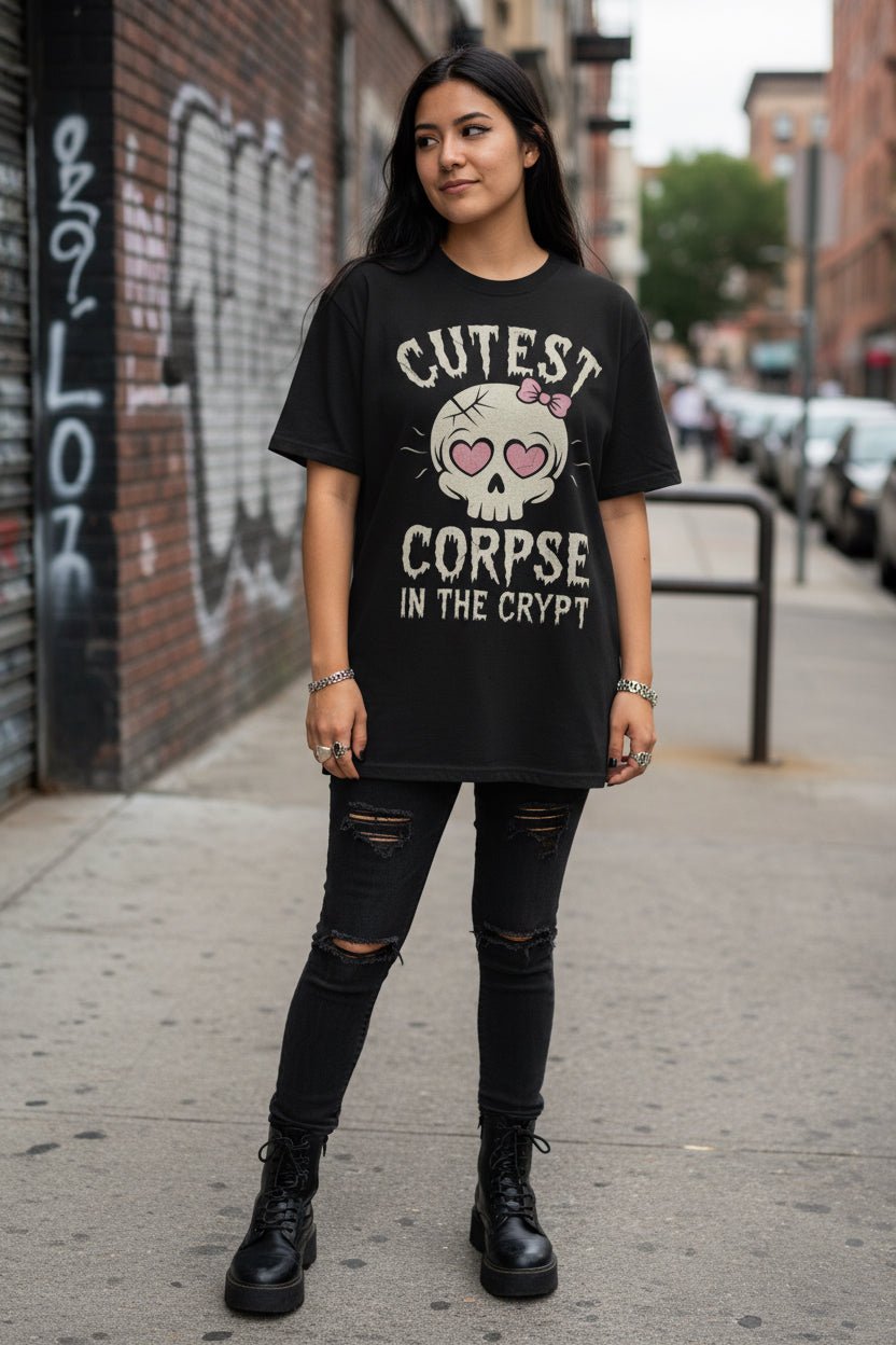 T-Shirt - Cutest Corpse Shirt | Unisex Heavy Vintage - Unisex Comfort Colors 1717 | Horror, Halloween | Goth/Gothic from Crypto Zoo Tees