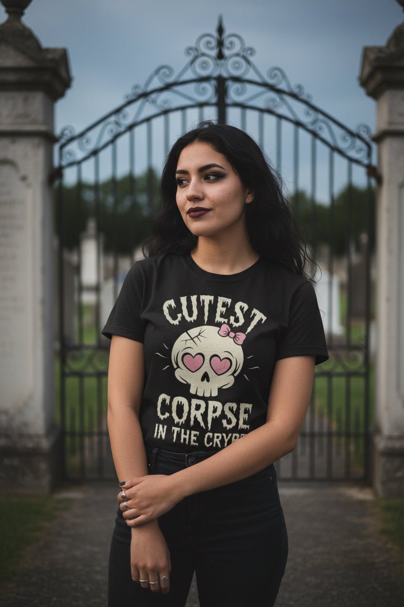 T-Shirt - Cutest Corpse Tee | Ladies Tee - Gildan 5000L | Horror, Halloween | Goth/Gothic from Crypto Zoo Tees
