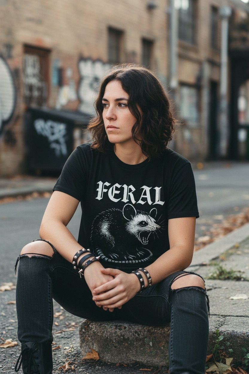 - Feral Possum Ladies Tee | Ladies Tee - Gildan 5000L | Animals | Punk from Crypto Zoo Tees