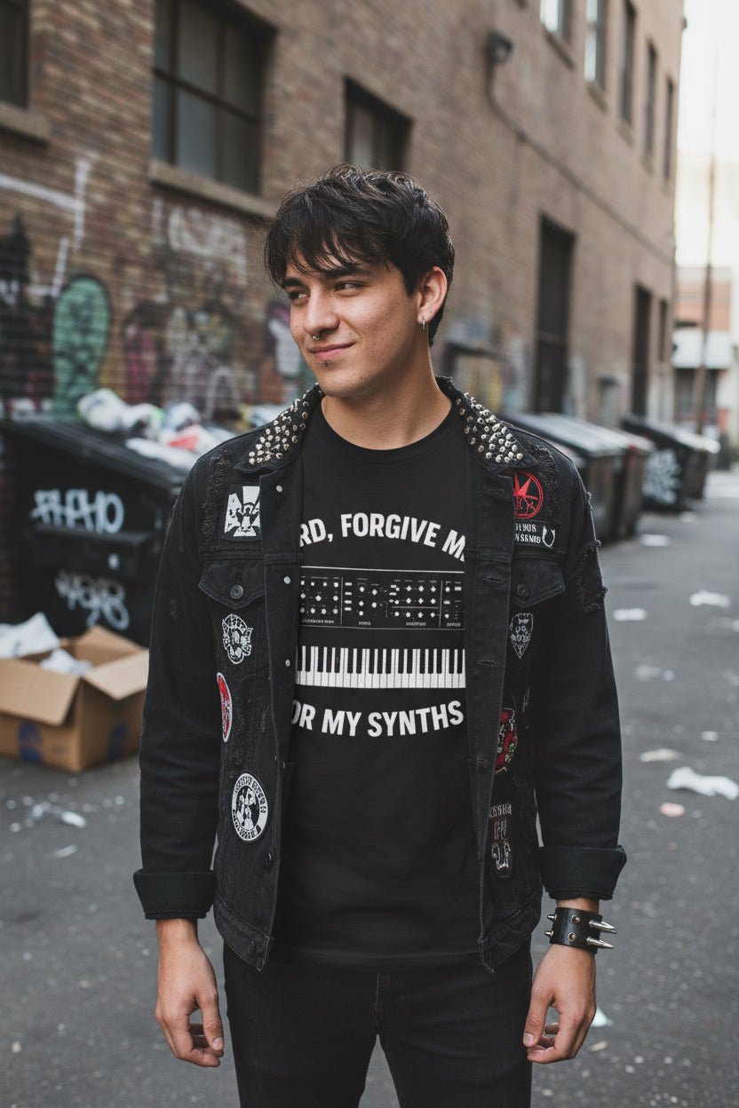 T-Shirt - Forgive Me Synths Shirt | Light Fitted - Unisex Bella+Canvas 3001 | Music from Crypto Zoo Tees