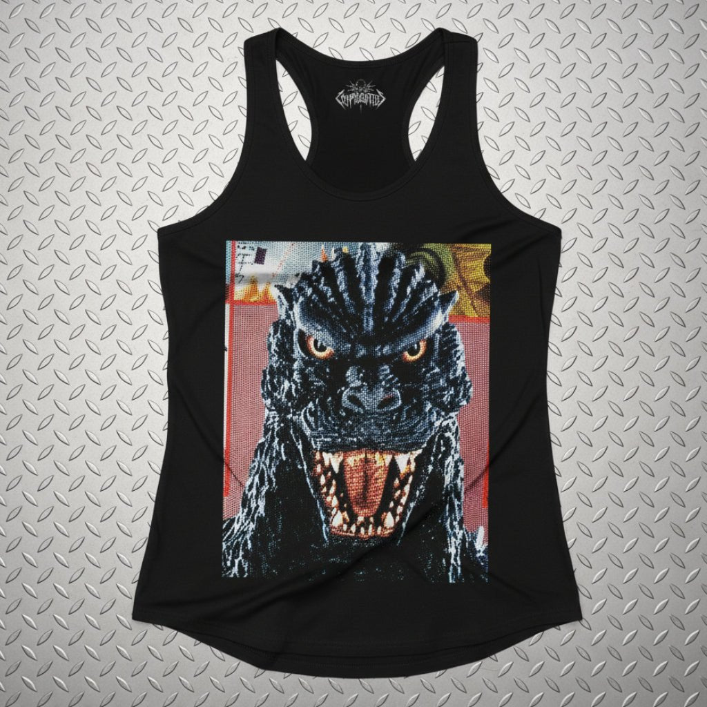 T-Shirt - Godzilla Shirt - Ladies Racerback Tank Top | Classic Kaiju Shirt Retro Horror Tee from SHIRT MONSTERS