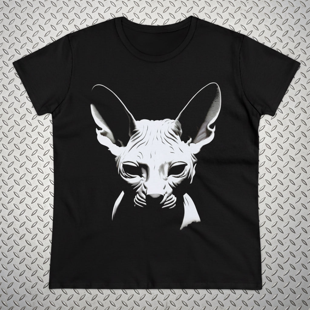 T-Shirt - Hairless Sphinx Cat Ladies Tee - Funny Cat Shirt, Women’s Pet Lover Apparel, Cute Sphynx Design, Gift for Cat Moms, Feline Fashion Tee from Crypto Zoo Tees