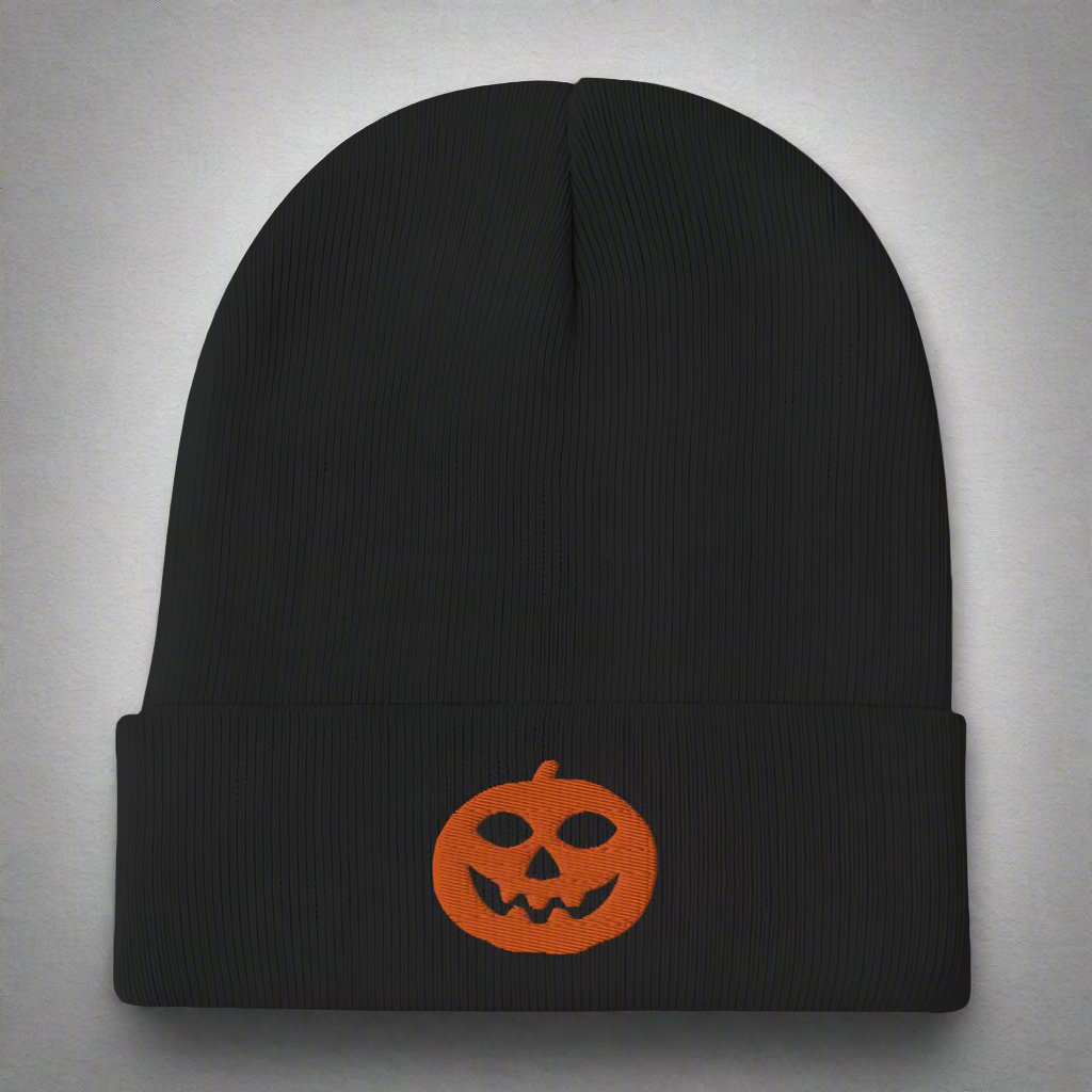 - Halloween Jack - o - lantern Pumpkin | Embroidered Beanie | Winter Hat from Crypto Zoo Tees