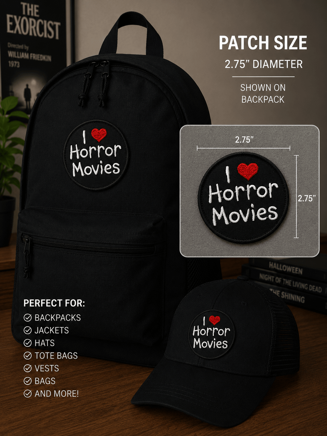 - I Love Horror Movies Patch | Iron On Patch | Horror, Halloween | Goth/Gothic from SHIRT MONSTERS