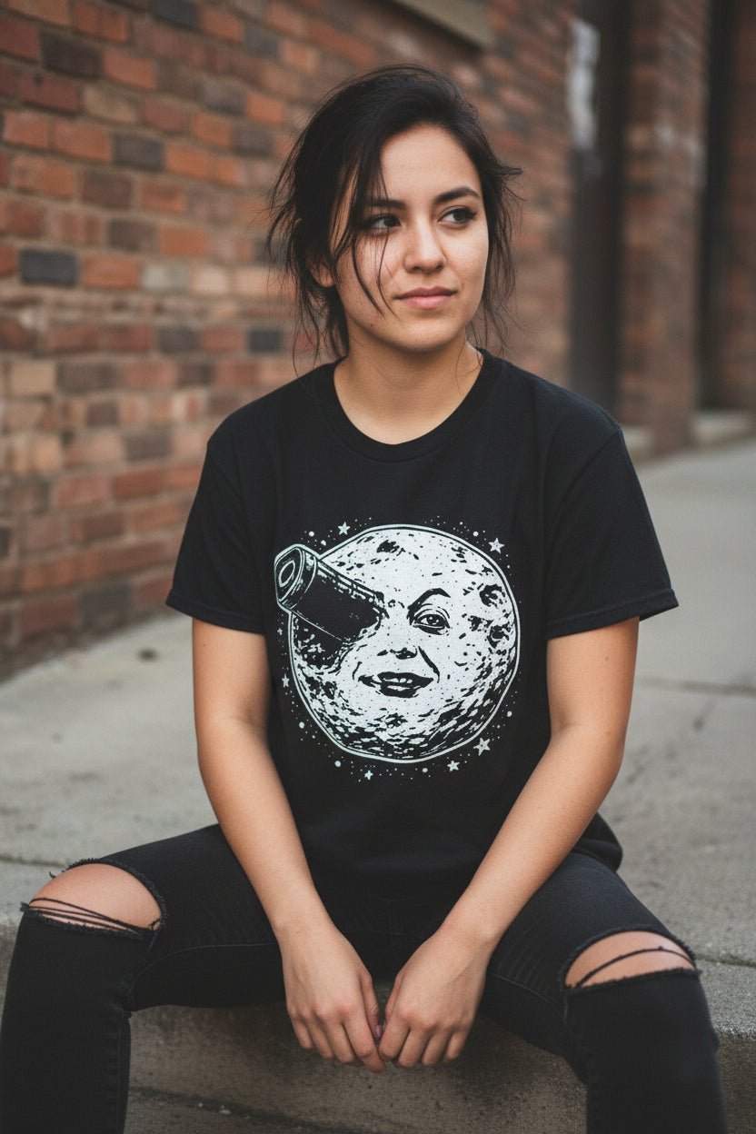 T-Shirt - Man in the Moon Tee | Gildan 5000 | Retro & Vintage, Art from SHIRT MONSTERS (Formally Crypto Zoo Tees)