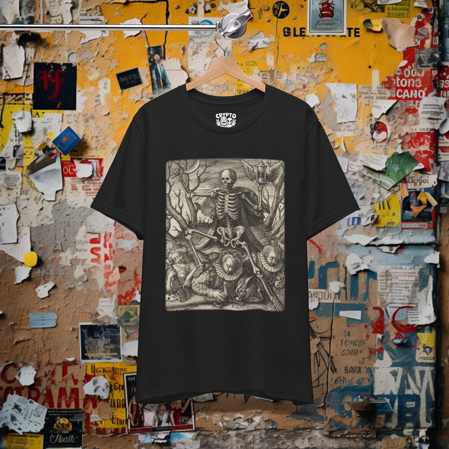 T-Shirt - Memento Mori T-Shirt | Unisex T-shirt, Long Sleeve T-shirt | Skulls & Skeletons, Art & Artists | Gothic, Retro & Vintage from Crypto Zoo Tees