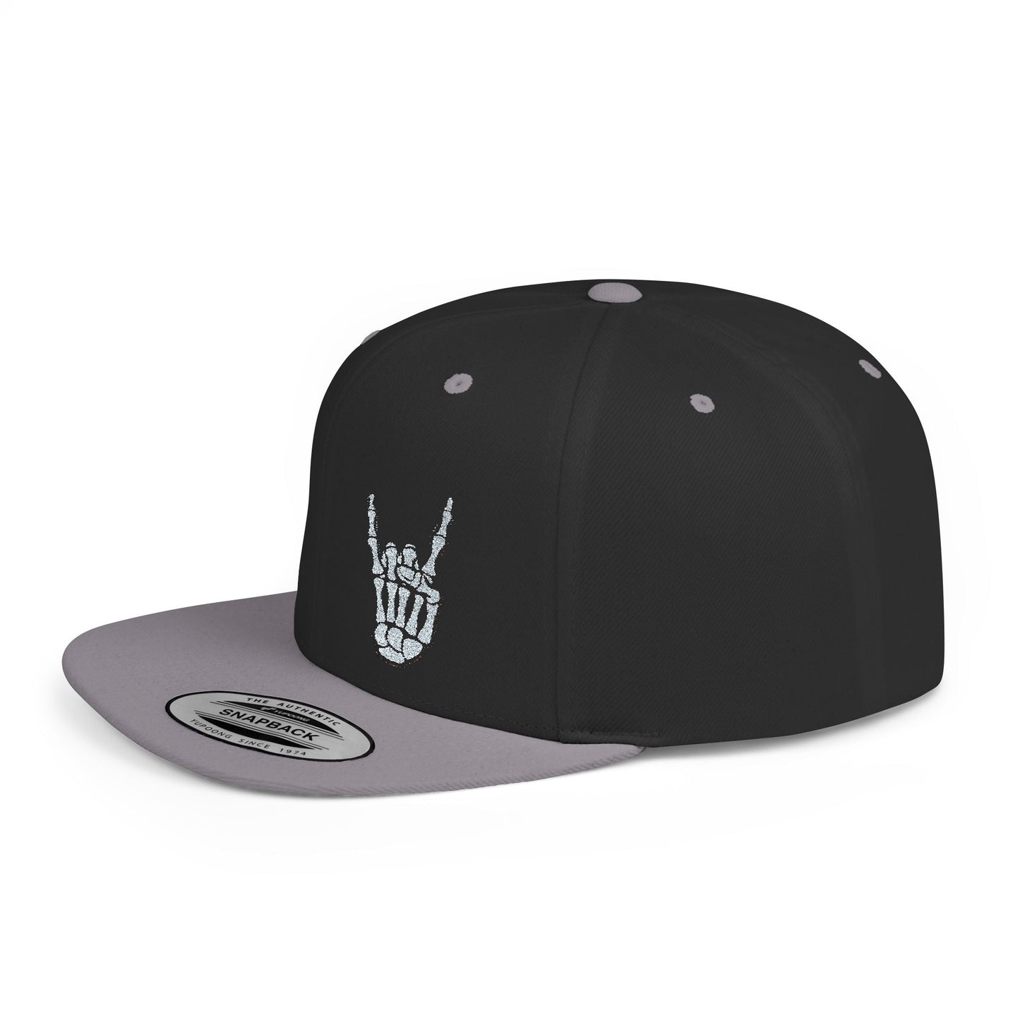 Hats - Metal Snapback Hat Skeleton Devil Horn Fingers Flat Bill Cap Black Street Style Hat Goth Adjustable Cap Gift For Rock FansSkeleton Metal Devil Horn Fingers | Hats & Beanies | Skulls & Skeletons, Metal | Metal from Crypto Zoo Tees