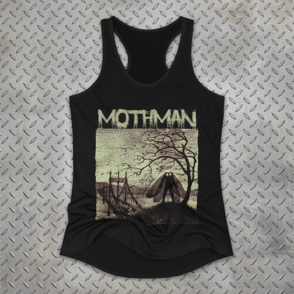 Mothman Shirt - Cryptids | 🎽 Ladies Racerback Tank – SHIRT MONSTERS