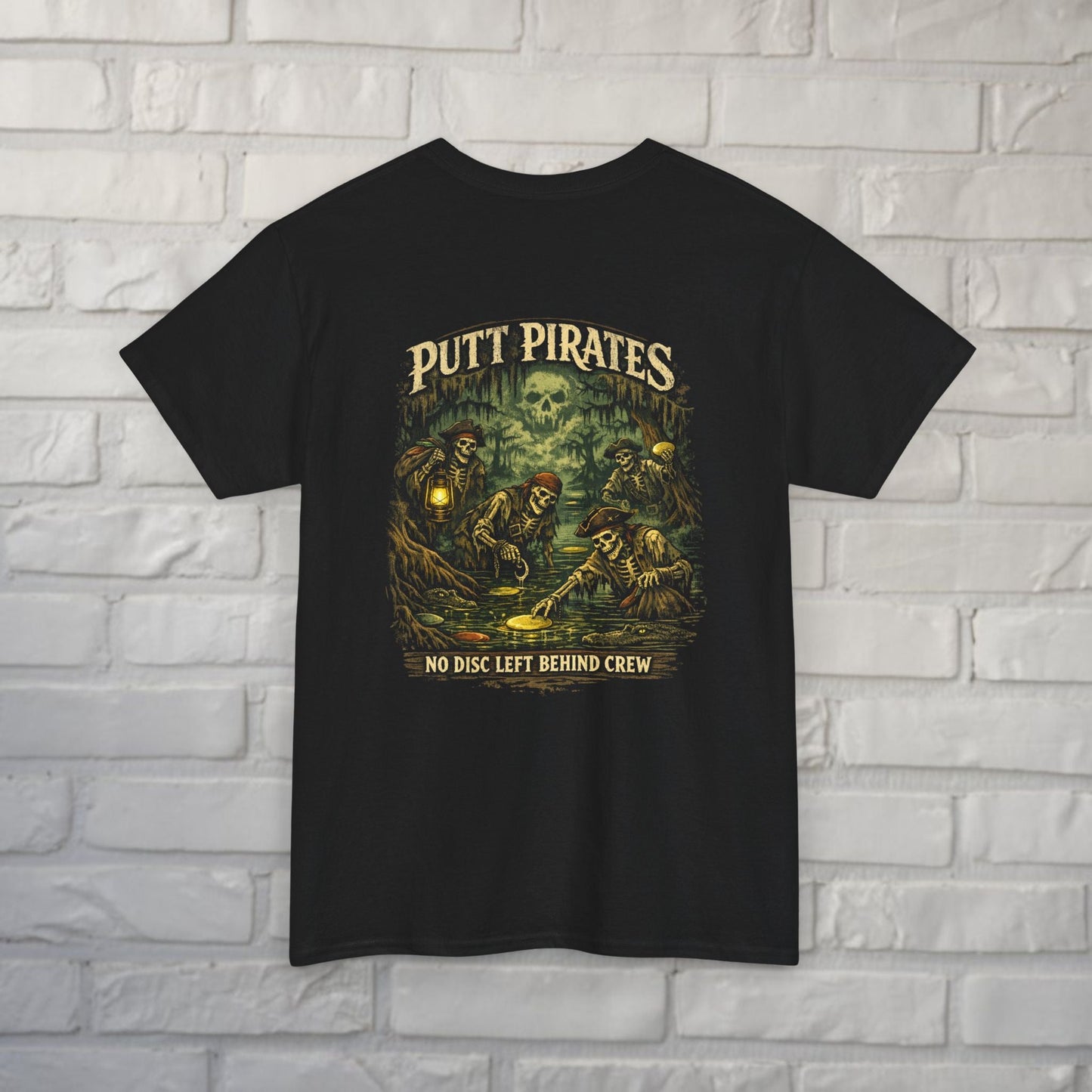T-Shirt - No Disc Left Behind Crew - Swamp Division - Putt Pirates Disc Golf Shirt from Crypto Zoo Tees