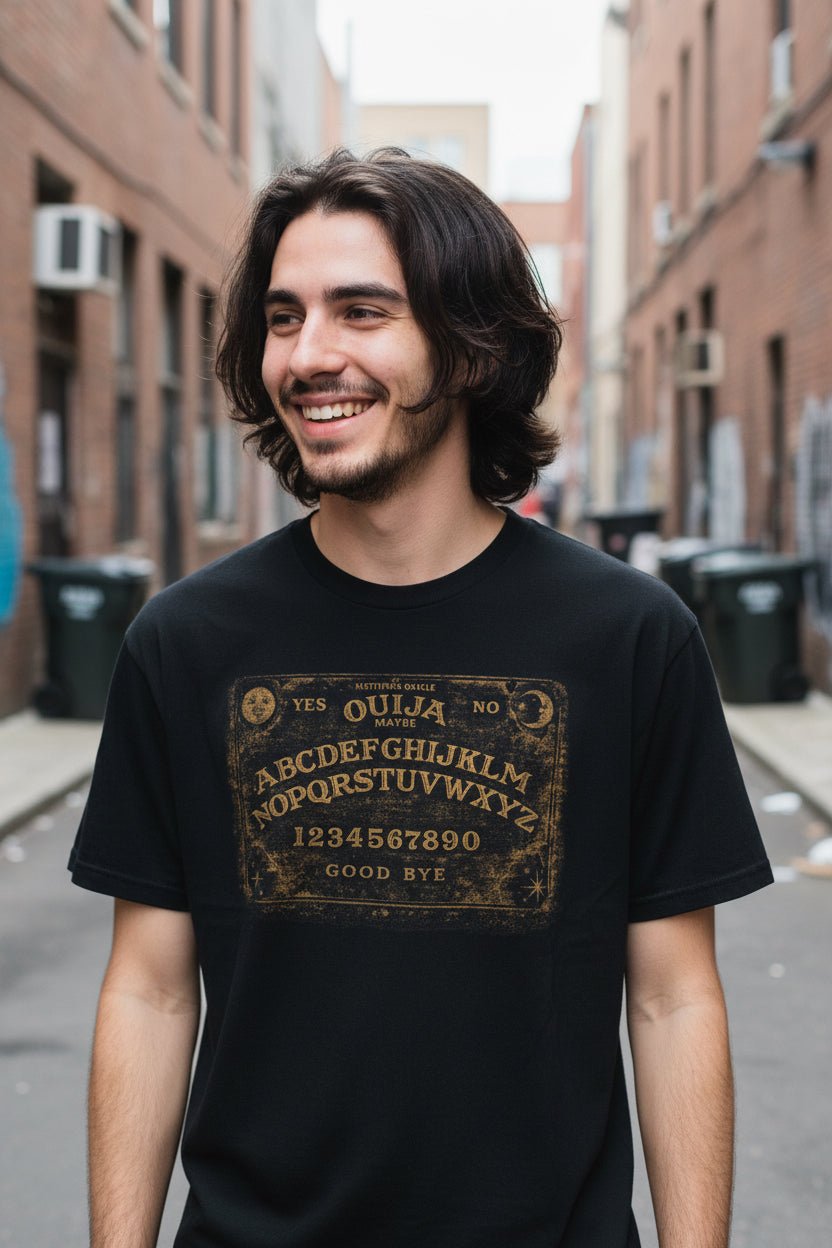 T-Shirt - Ouija Board Shirt | Unisex Heavy Cotton - Gildan 5000 | Ghosts & Paranormal, Horror, Goth/Gothic from Crypto Zoo Tees