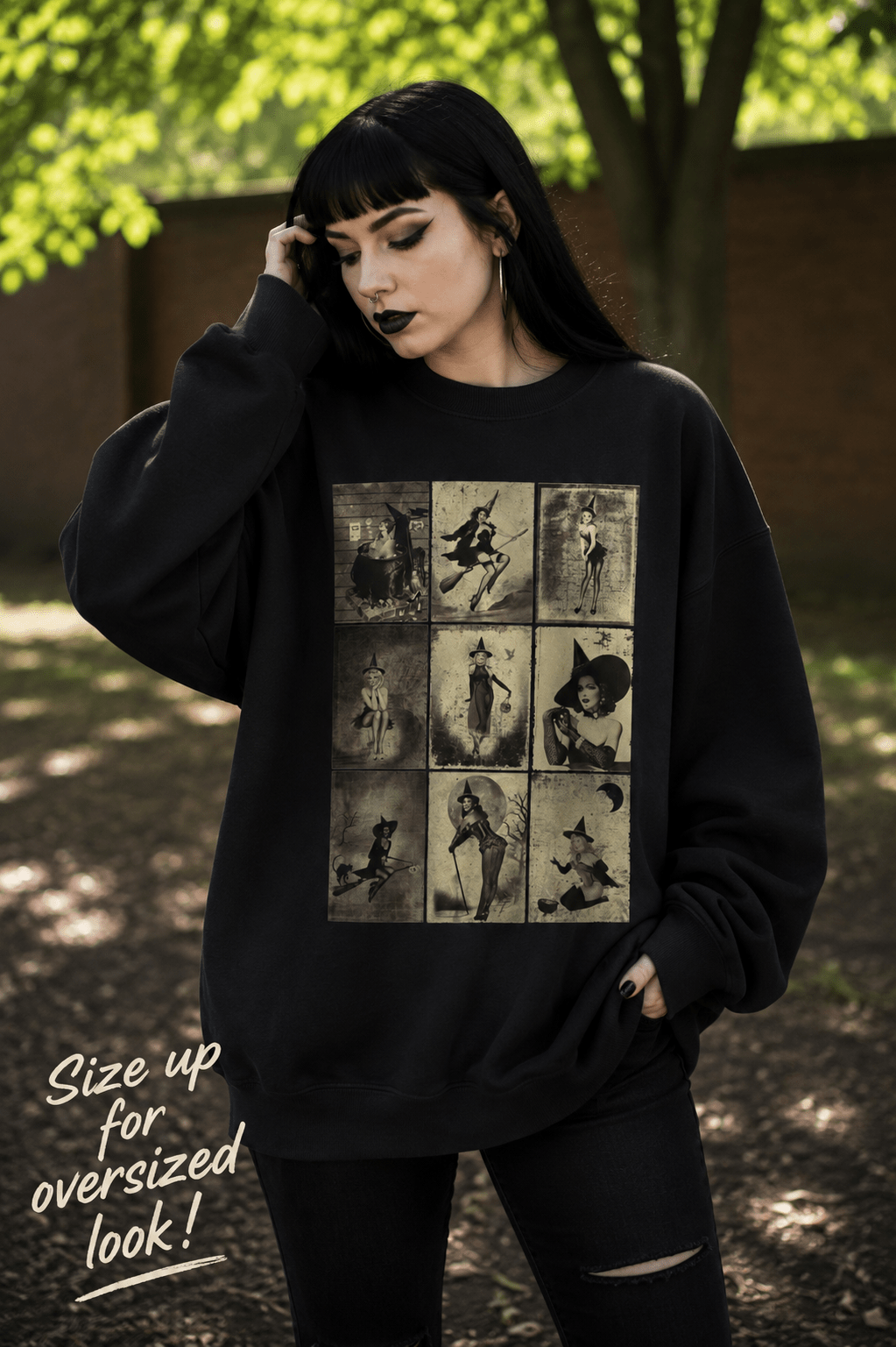 All Items - Pinup Witches | Halloween, Spiritual | Crewneck Sweatshirt from SHIRT MONSTERS