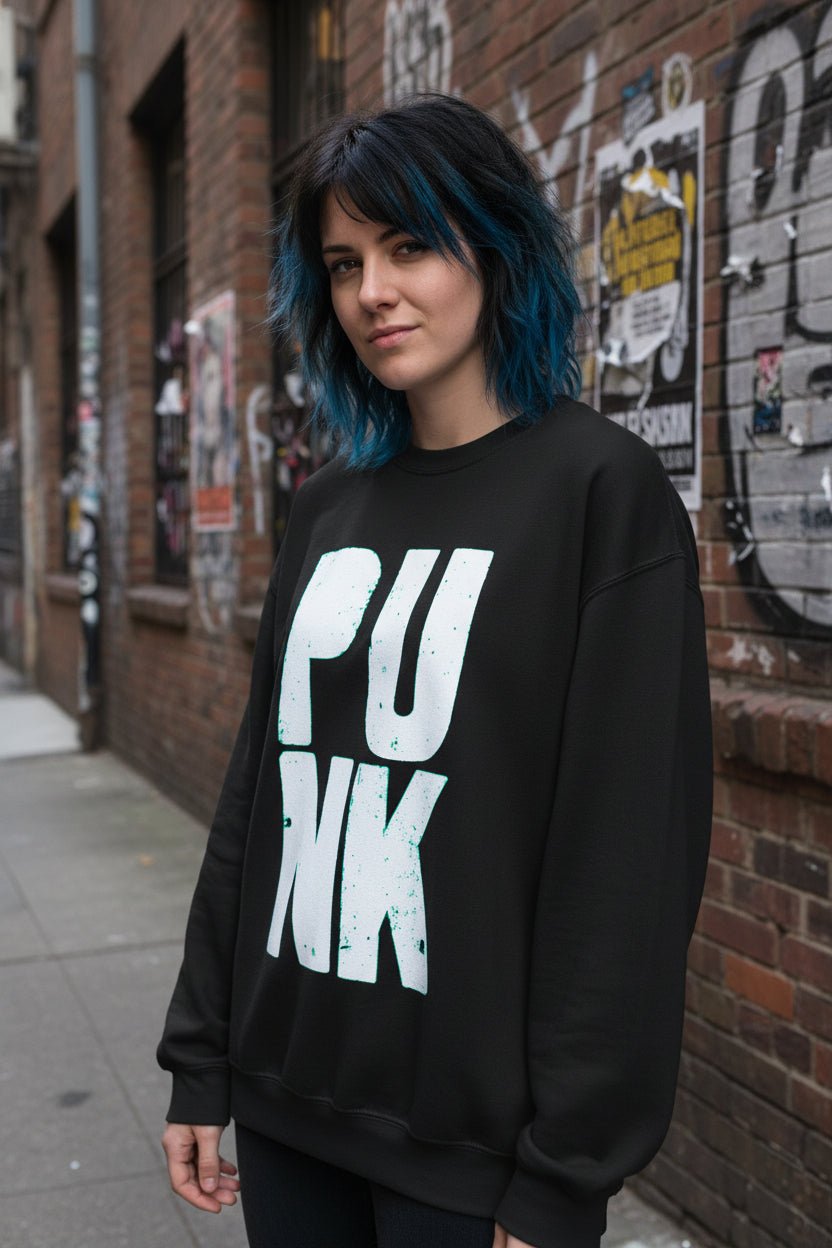 Sweatshirt - Punk Crewneck Bold Text Sweatshirt - Unisex Graphic Crew Neck Shirt | Gildan 18000 from SHIRT MONSTERS