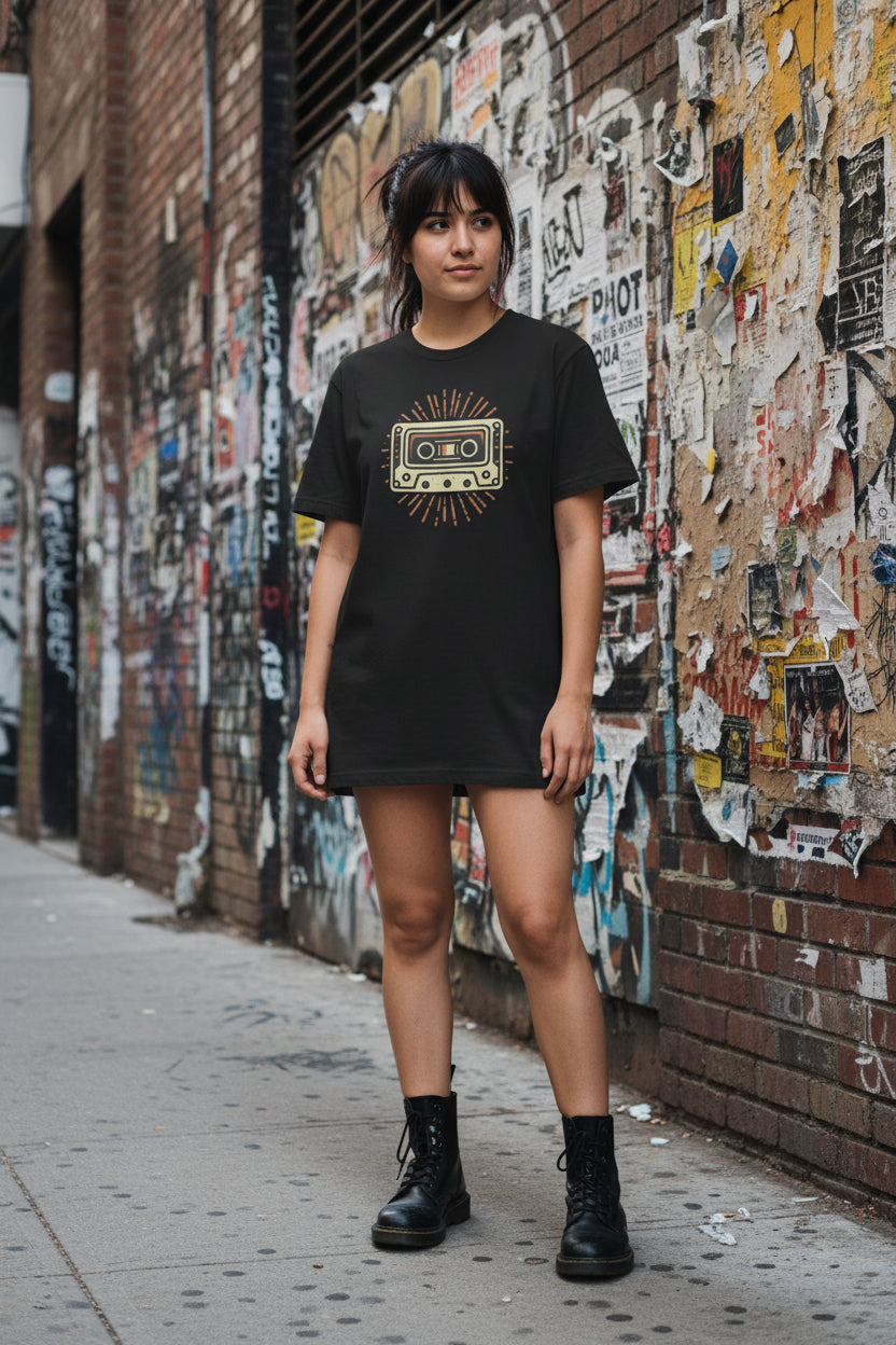 T-Shirt - Retro Sun Cassette Tape Tee | Unisex T-shirt | Music, Retro | Vintage, 80s Aesthetic from Crypto Zoo Tees