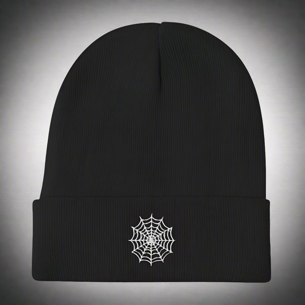 - Spider Web | Embroidered Beanie | Winter Hat from Crypto Zoo Tees