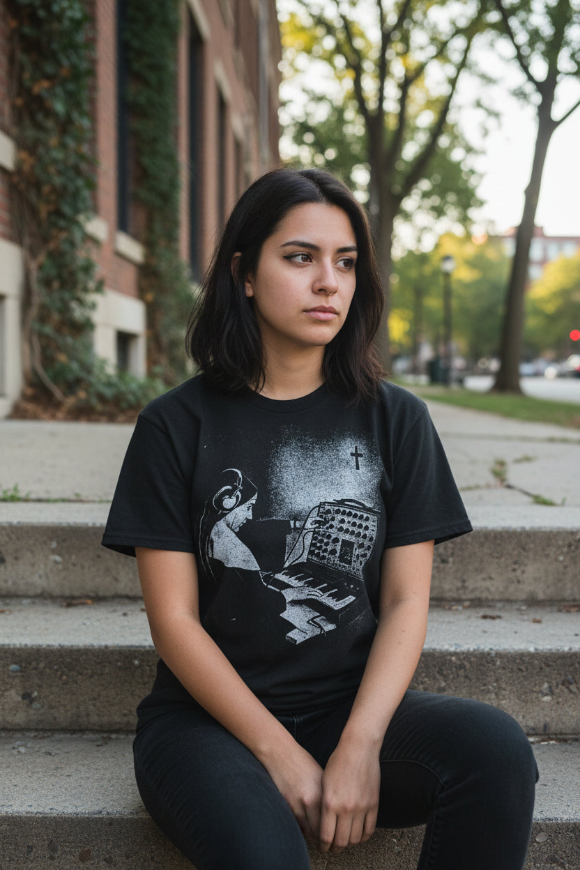 T-Shirt - Synth Nun Apparel | T-shirt, Sweatshirt, Hoodie, Tank | Music | Retro & Vintage from Crypto Zoo Tees