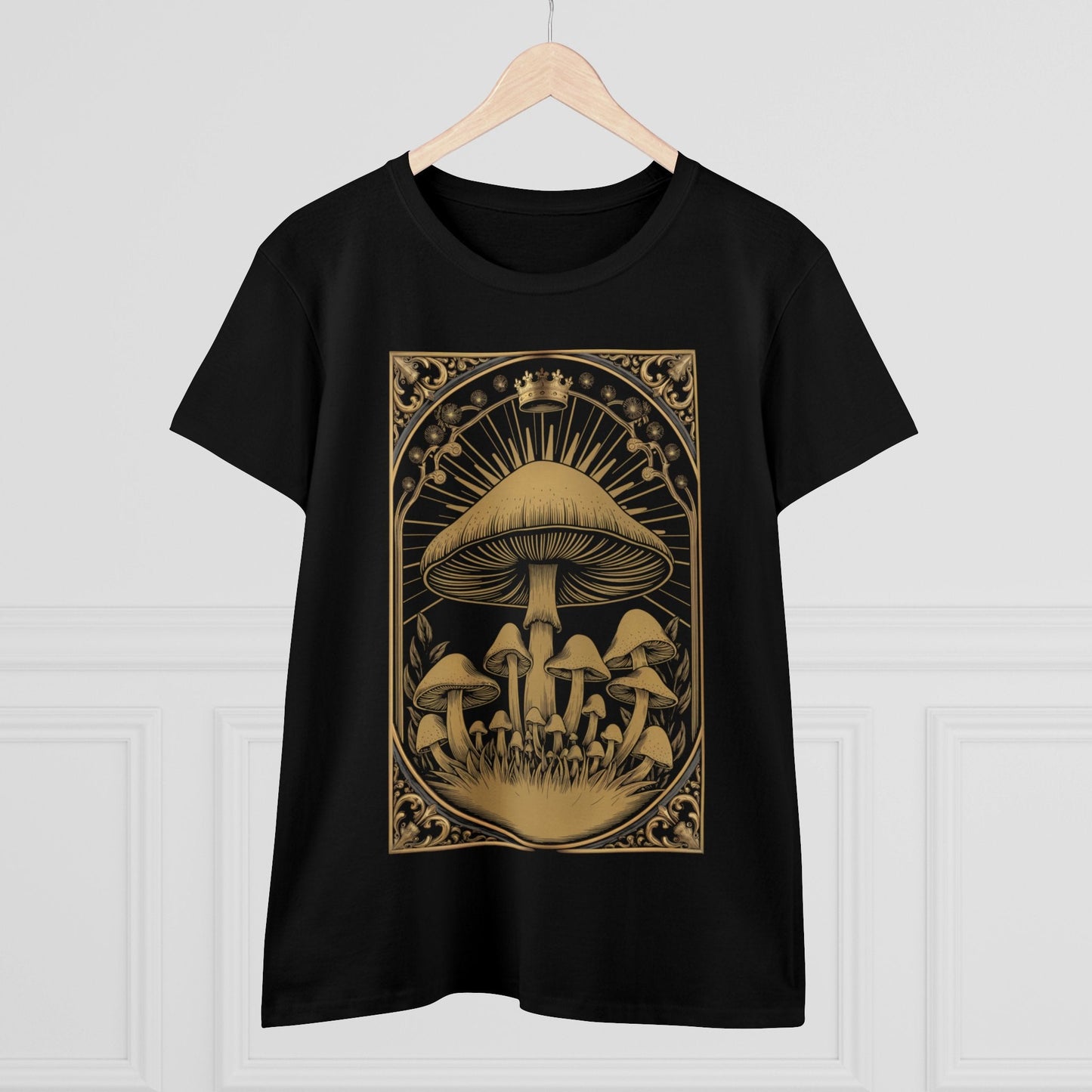 T-Shirt - Vintage Ornate Gothic Mushrooms | Women's T-Shirt | Cotton Ladies Tee from Crypto Zoo Tees