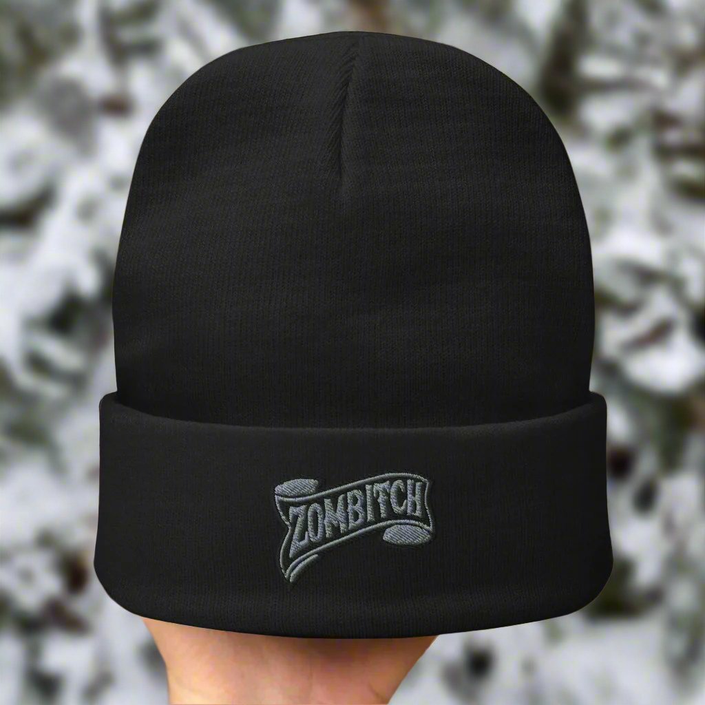 - Zombitch Embroidered Beanie | Snug Fit, Cotton Blend, Cozy & Warm from Crypto Zoo Tees
