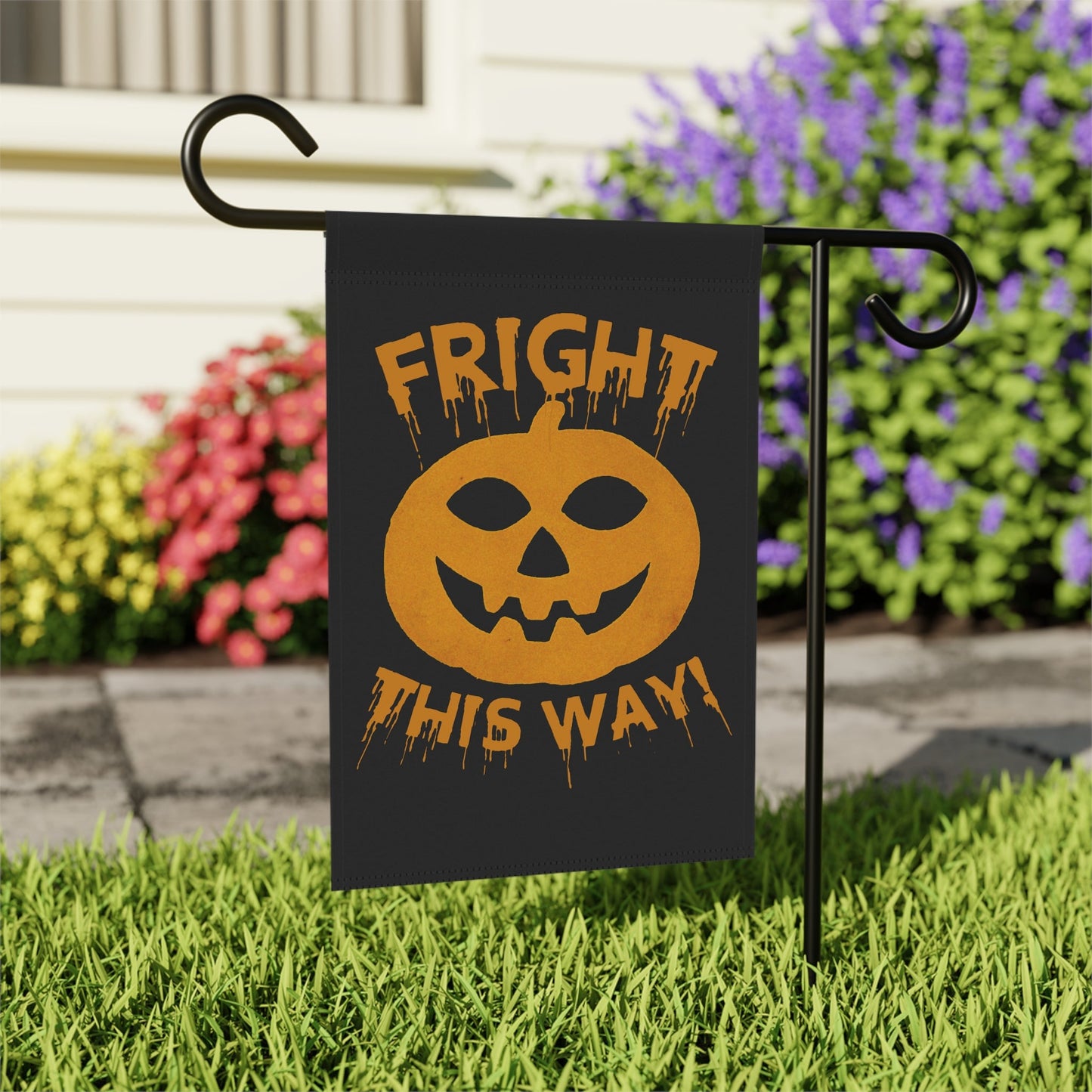 Home Decor - Fright This Way Halloween Garden Flag: 2 Sided Outdoor HALLOWEEN Decorations in Outdoor from Crypto Zoo Tees