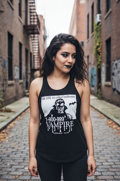 Tank Top - 1-900-Vampire | Horror, Halloween | Goth/Gothic | Ladies Racerback Tank Top from SHIRT MONSTERS