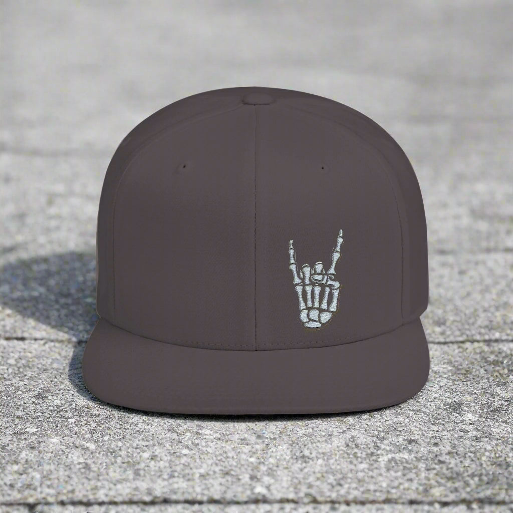 Metal Snapback Hat Skeleton Devil Horn Fingers Flat Bill Cap Black Street Style Hat Goth Adjustable Cap Gift For Rock FansSkeleton Metal Devil Horn Fingers | Hats & Beanies | Skulls & Skeletons, Metal | Metal