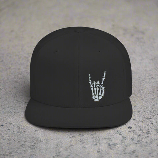Metal Snapback Hat Skeleton Devil Horn Fingers Flat Bill Cap Black Street Style Hat Goth Adjustable Cap Gift For Rock FansSkeleton Metal Devil Horn Fingers | Hats & Beanies | Skulls & Skeletons, Metal | Metal