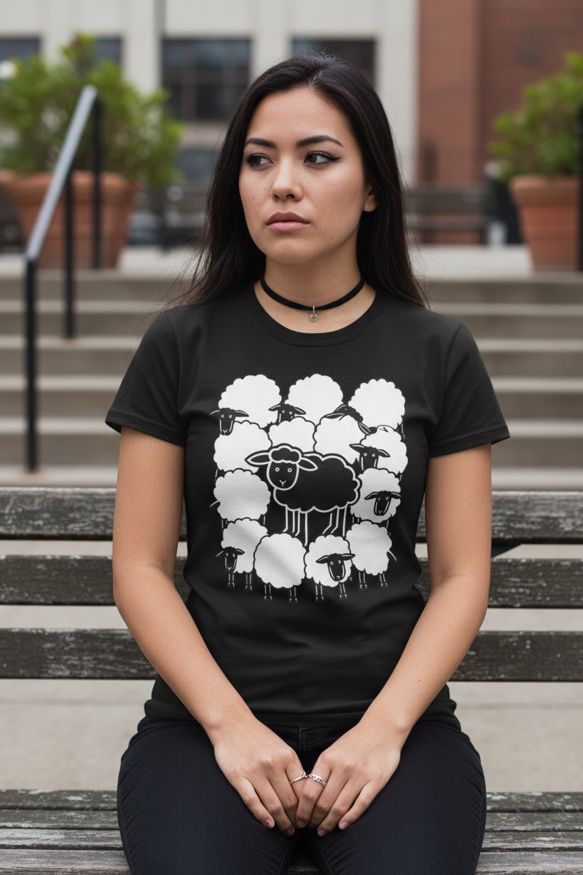 Black Sheep Shirt | Animals, Funny, Punk, Goth | Ladies Tee