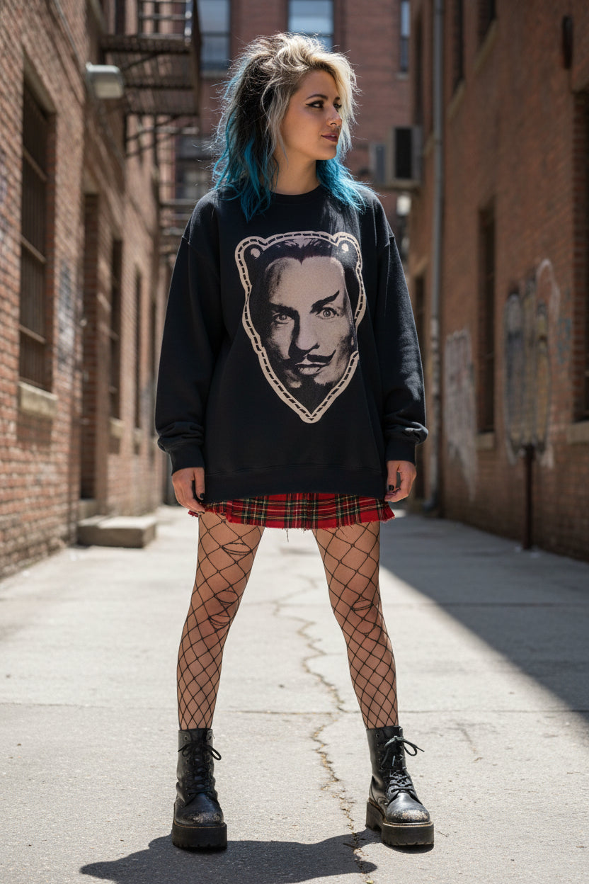 Vincent Price Cut Out Mask Shirt | Unisex Crewneck Sweatshirt - Gildan 18000 | Horror, Halloween | Goth/Gothic
