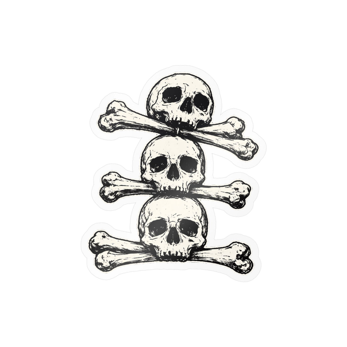 Triple Skull Sticker | Glossy Kiss Cut | Skulls & Skeletons | Goth/Gothic