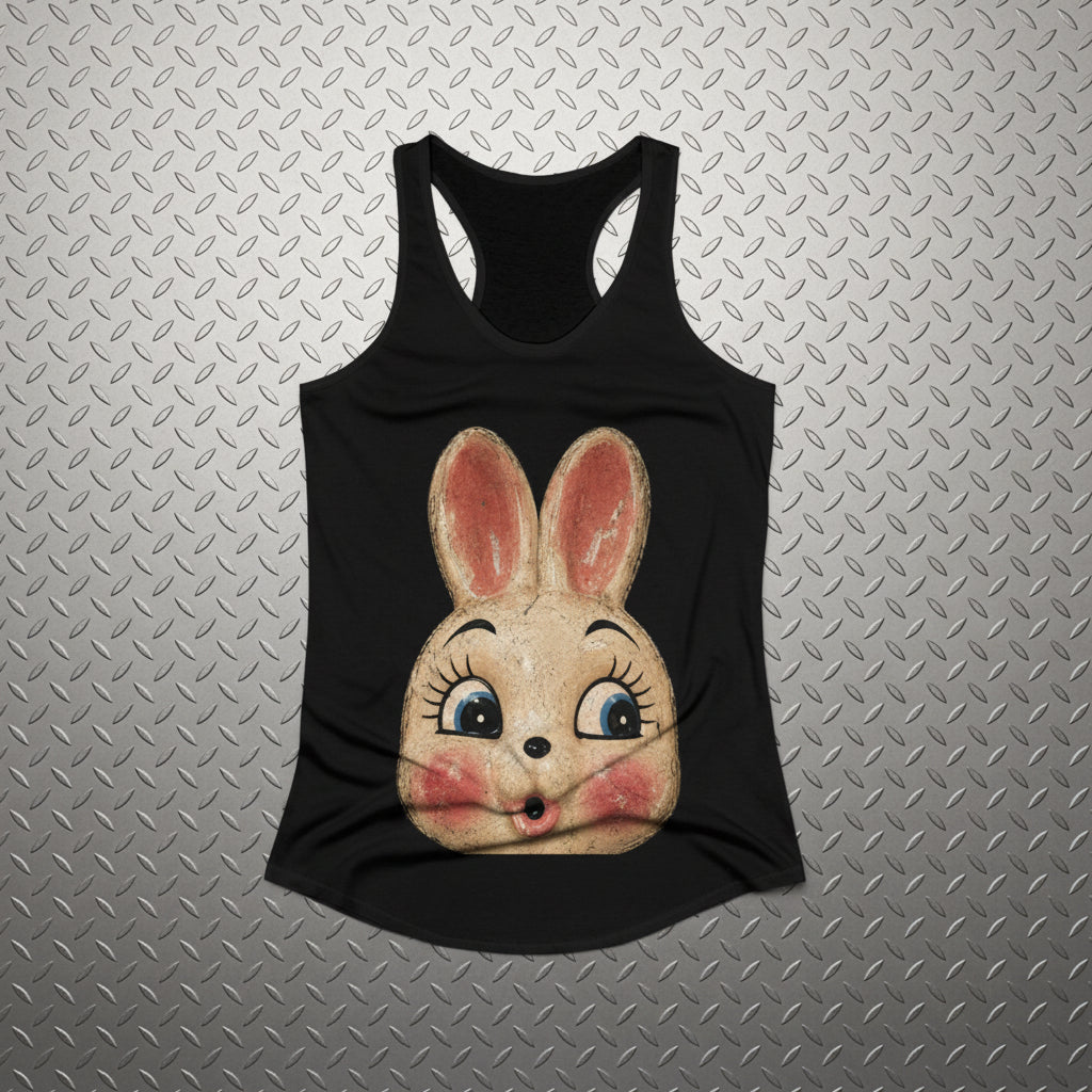 Vintage Bunny Mask Shirt | Halloween | Goth/Gothic | Ladies Racerback Tank Top