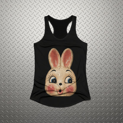 Vintage Bunny Mask Shirt | Halloween | Goth/Gothic | Ladies Racerback Tank Top