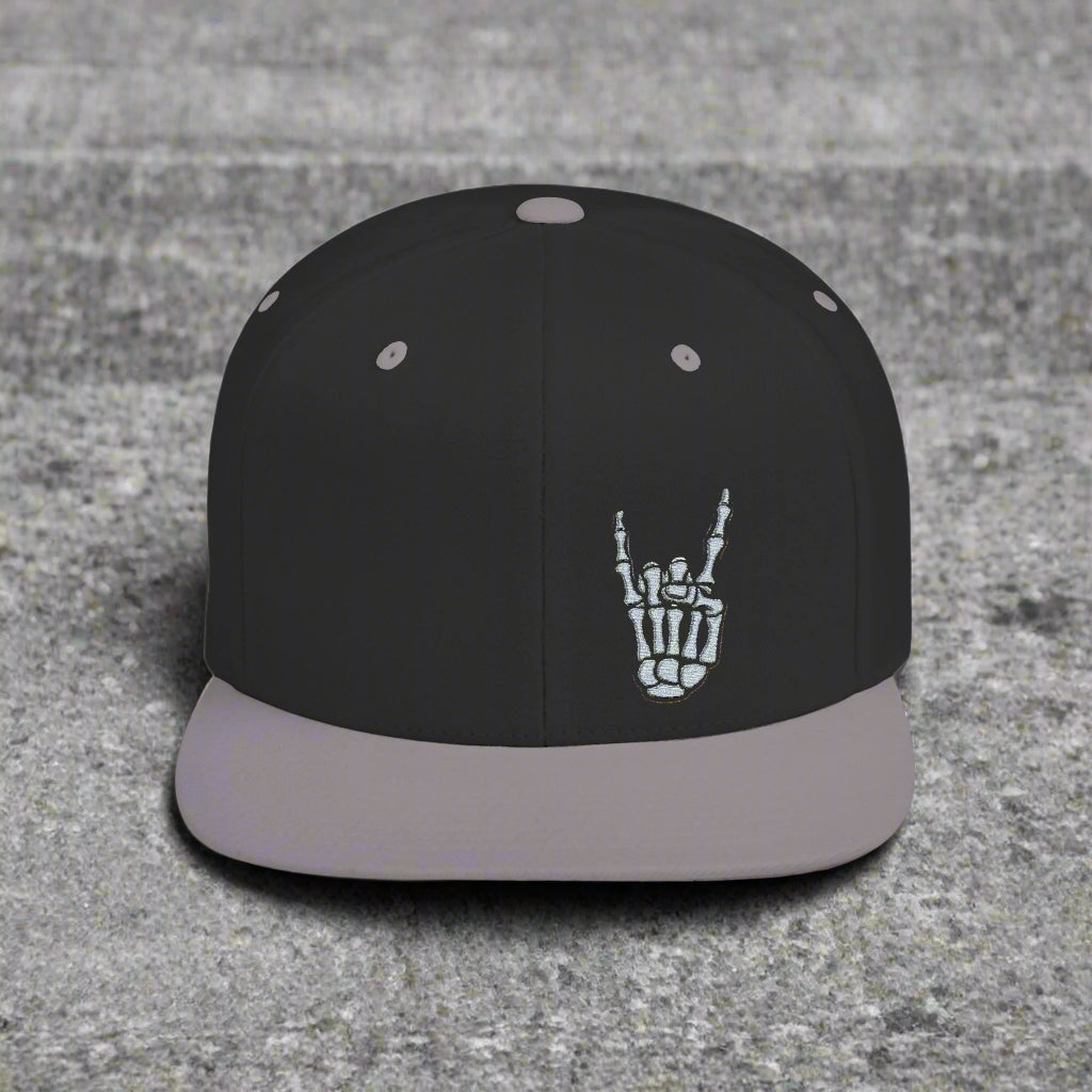 Metal Snapback Hat Skeleton Devil Horn Fingers Flat Bill Cap Black Street Style Hat Goth Adjustable Cap Gift For Rock FansSkeleton Metal Devil Horn Fingers | Hats & Beanies | Skulls & Skeletons, Metal | Metal
