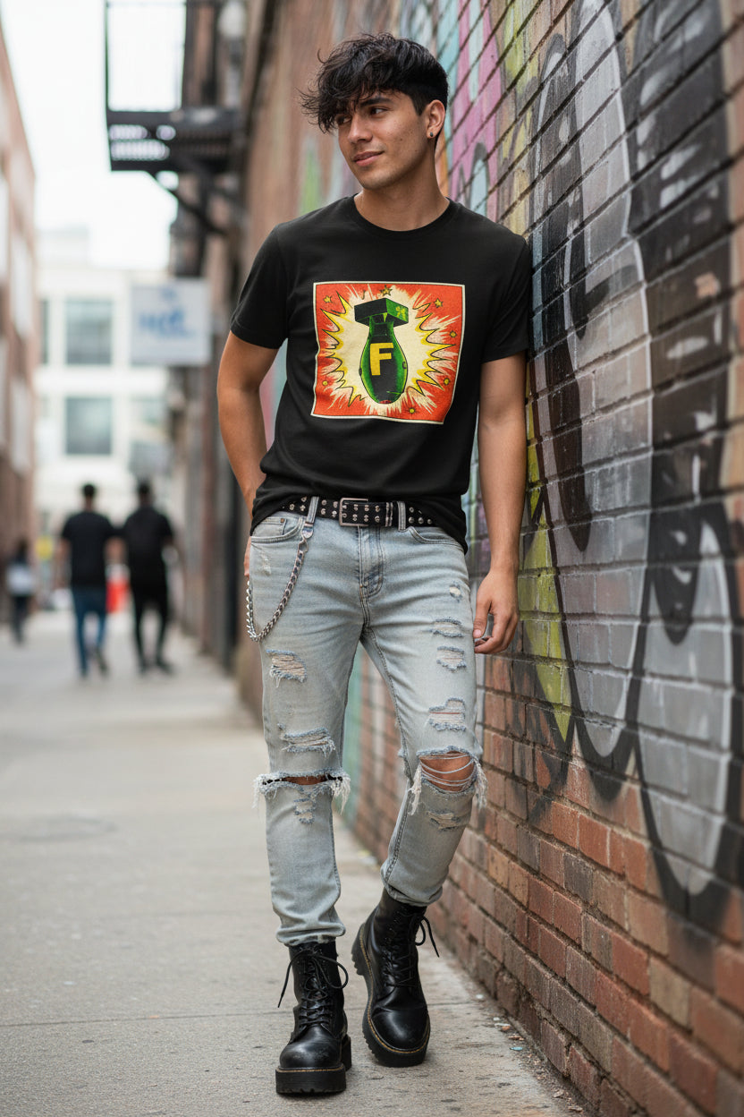Comic F Bomb Shirt | Unisex Heavy Cotton - Gildan 5000 | Funny, Comics, Retro & Vintage
