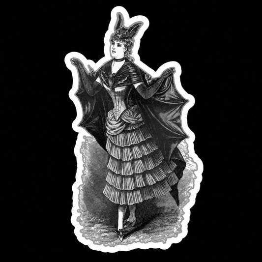 Victorian Bat Woman Sticker | Glossy Kiss Cut | Bats | Goth/Gothic