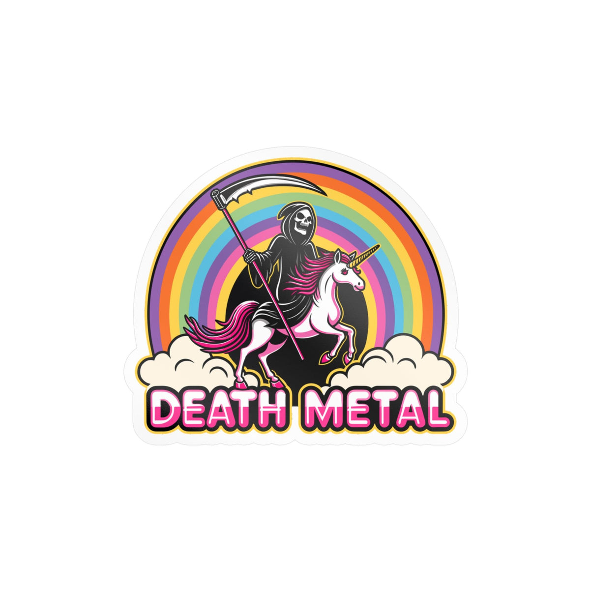 Death Metal Unicorn Sticker | Glossy Kiss Cut | Music | Metal