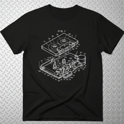 Tape Cassette Patent Diagram Shirt | Unisex Heavy Cotton - Gildan 5000 | Music, Retro & Vintage
