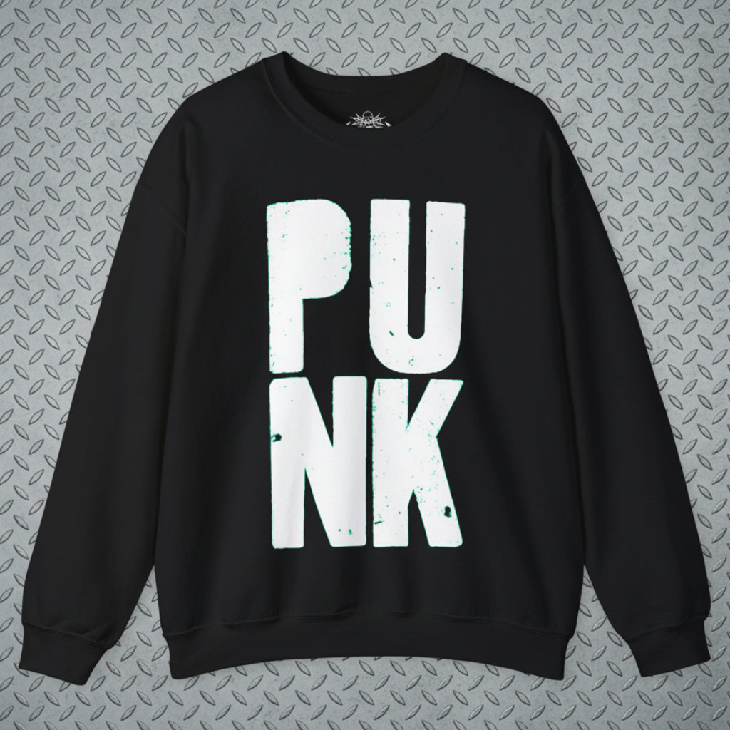 Punk Crewneck Bold Text Sweatshirt - Unisex Graphic Crew Neck Shirt | Gildan 18000