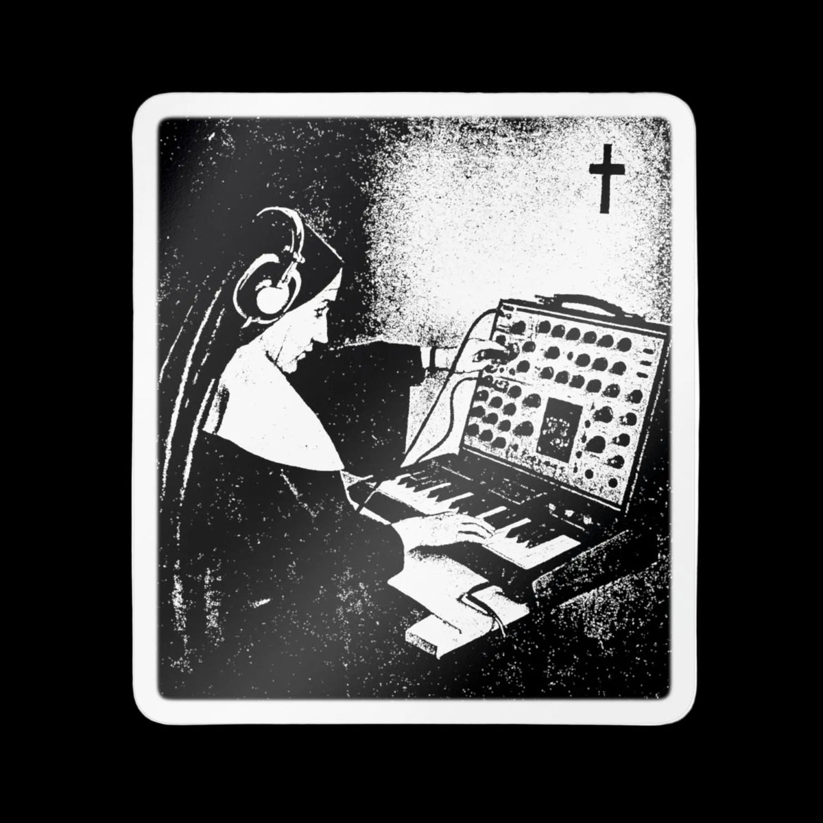Synth Nun Sticker | Glossy Kiss Cut | Music | Goth/Gothic