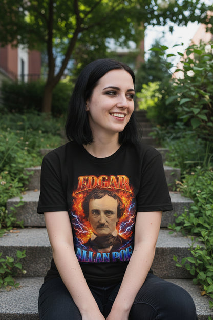 Edgar Allan Poe Funny 90s Mall Shirt | Unisex Heavy Cotton - Gildan 5000 | Books, Funny, Retro & Vintage | Goth/Gothic