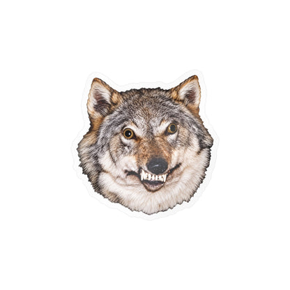 Creepy Grinning Wolf Sticker | 3.5" | Taxidermy Meme