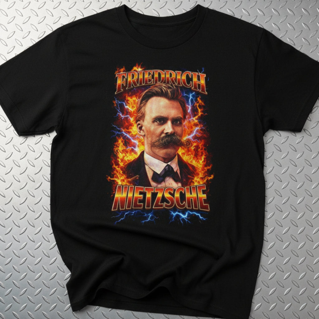 Nietzsche 90s Mall Shirt | Unisex Heavy Cotton - Gildan 5000 | Thinkers, Retro & Vintage, Funny