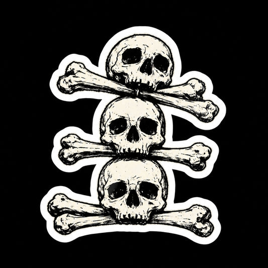 Triple Skull Sticker | Glossy Kiss Cut | Skulls & Skeletons | Goth/Gothic